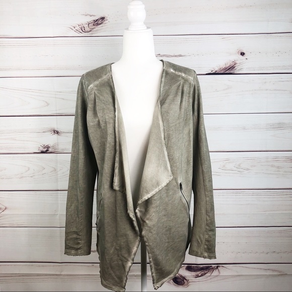 Picadilly Fashion Sweaters - S63 Piccadilly olive green cascade cardigan